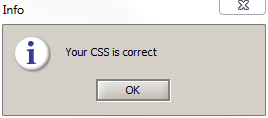 Message indiquant que le document CSS est correct