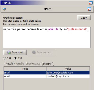 Résultat d'une expression XPath dans EditiX