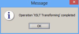 Message indiquant que la transformation XSLT a été appliquée